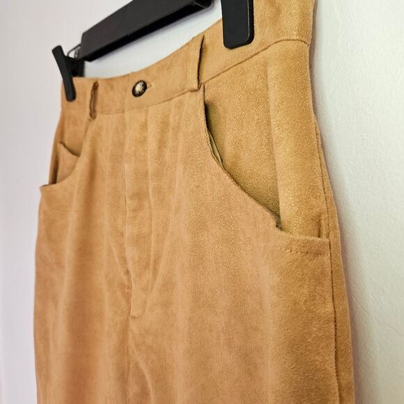 Vintage Orvis Green Label Ultrasuede Modest High Waist Camel Tan Maxi Skirt 8 - Picture 5 of 8